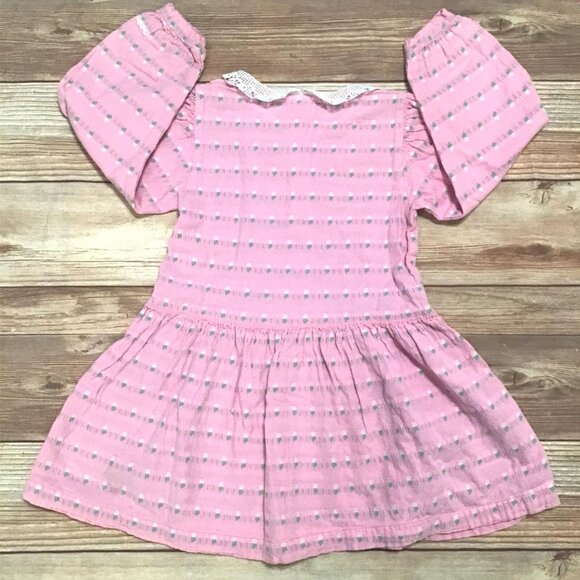 OshKosh B'Gosh Vintage Flower Dress Size 4T Pink White Floral Stem Made in USA - Picture 6 of 6